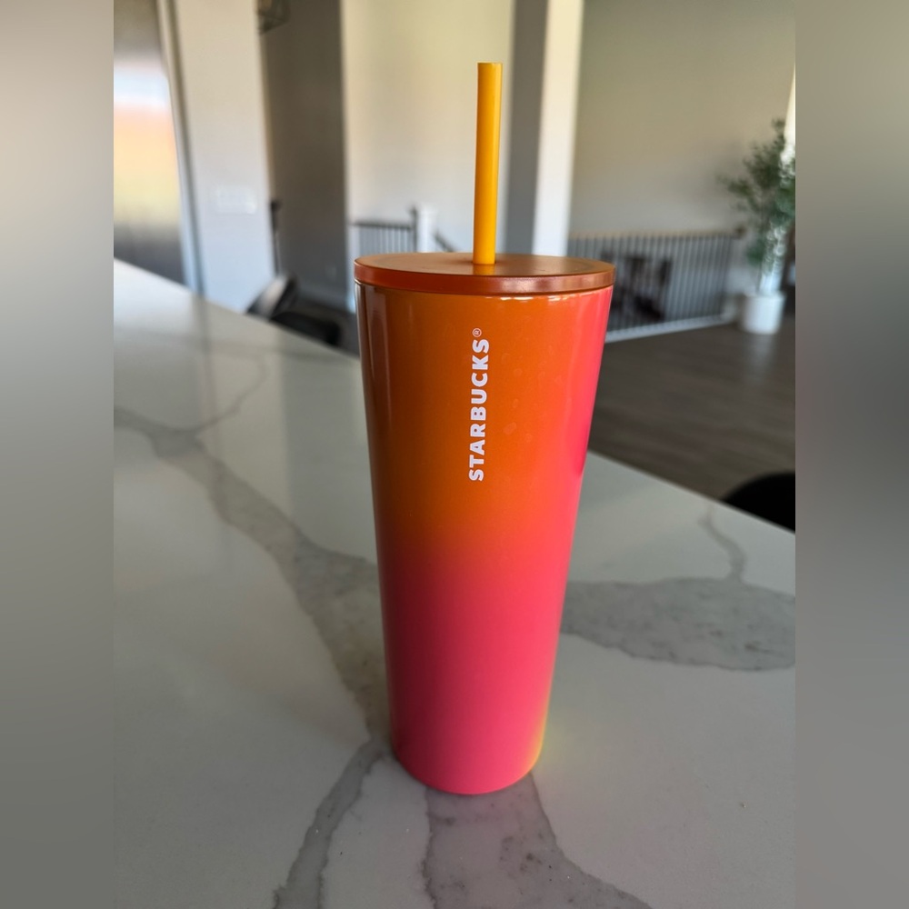 Starbucks 2022 Summer Mango Orange Pink Ombré S/S Tumbler 24 Oz.